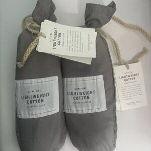 TWO Restoration Hardware Ultra-Fine Lightweight Cotton Shams King Fog